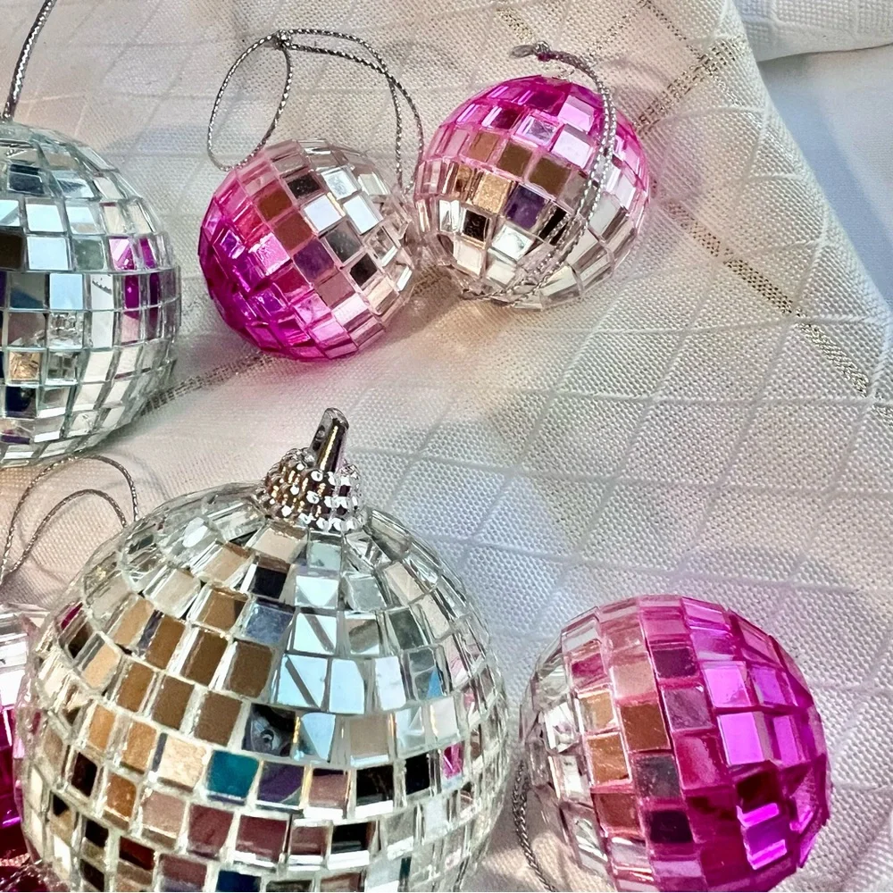 Retro Party Decoration, Vintage Pink Ornaments, Retro Decor, Silver Pink Decor